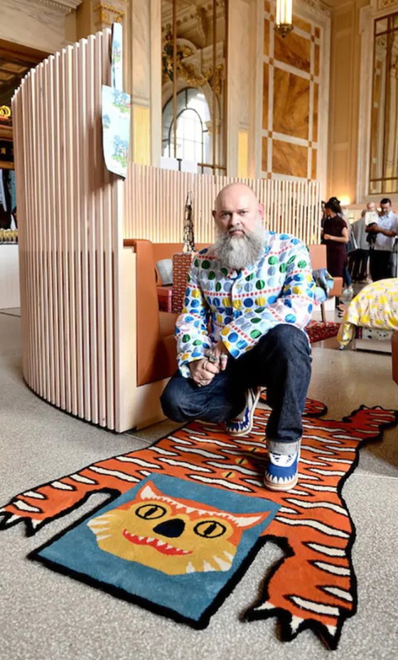 Image 1 of Walter Van Beirendonck Ikea Tiger Art Tapijt Glödande