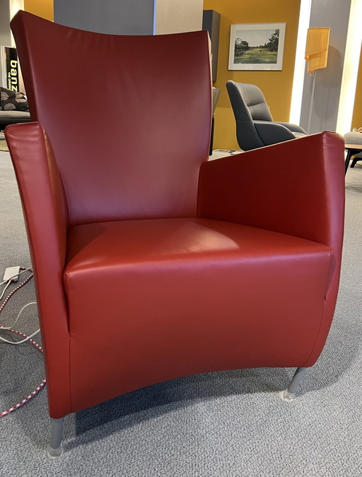 Montis Windy Fauteuil rood leer stoel