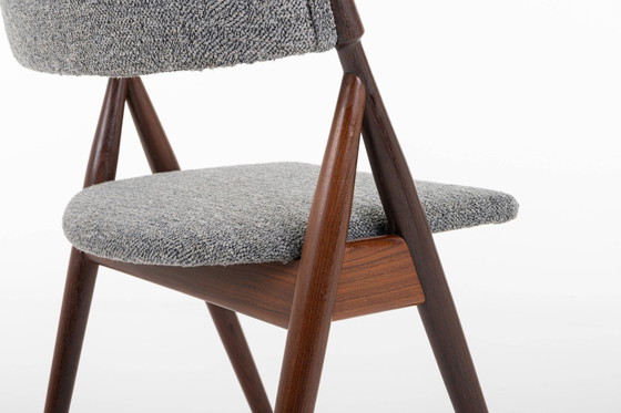 Image 1 of Vintage eetkamerstoelen in grijs bouclé, 1960S, set van 6