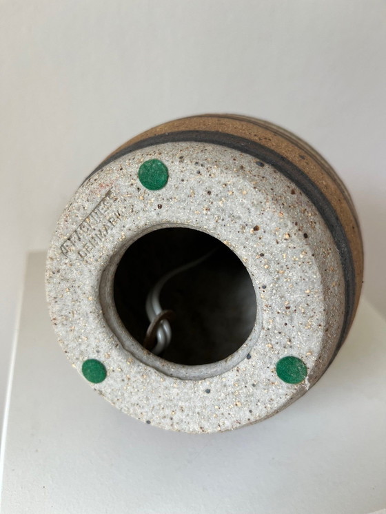 Image 1 of Jesper Packness Deense vintage steengoed tafellamp lampvoet 1970