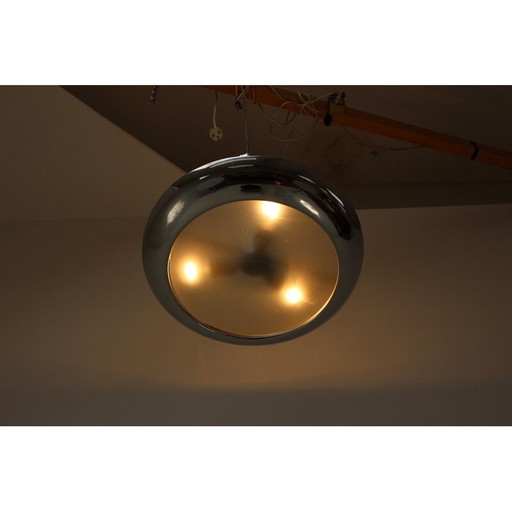 Vintage Bauhaus hanglamp in chroom en glas voor Napako, 1930