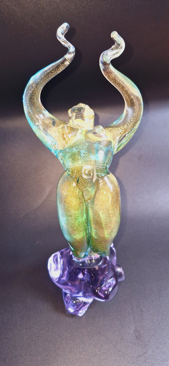 Image 1 of Balerina van Murano-glas met gouden blaadjes