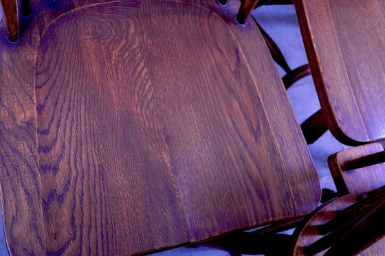 Image 1 of Set van 6 Mid Century massief eiken Windsorstoelen met lenderugleuning, 1960S