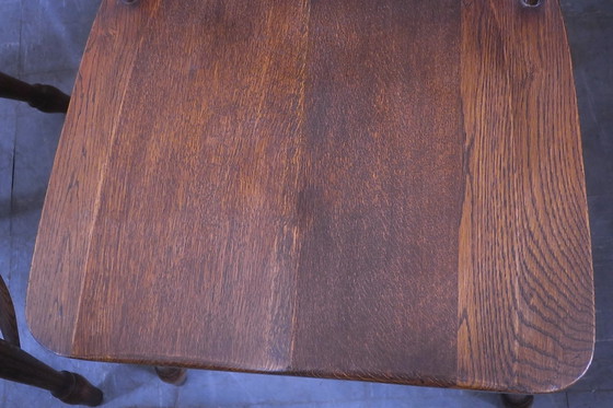 Image 1 of Set van 6 Mid Century massief eiken Windsorstoelen met lenderugleuning, 1960S