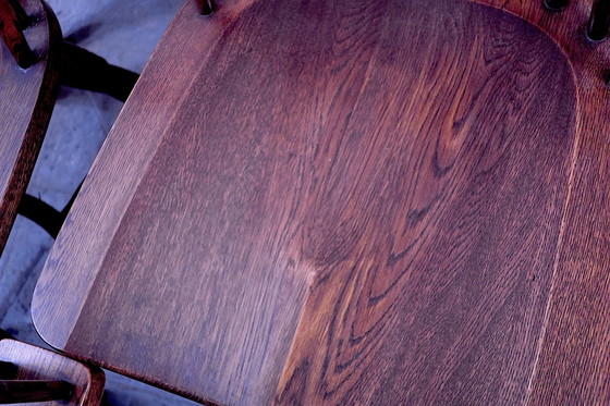 Image 1 of Set van 6 Mid Century massief eiken Windsorstoelen met lenderugleuning, 1960S