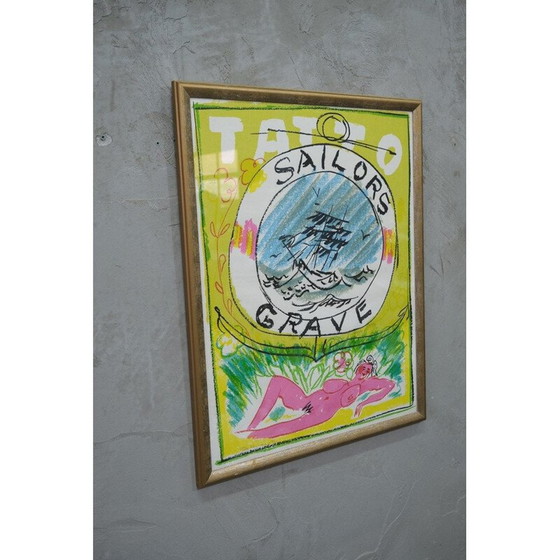 Image 1 of Vintage handgesigneerde litho van Gösta Werner, 1972