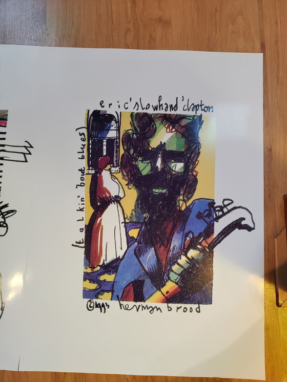 Image 1 of Herman Brood - 2 litho's: Eric Clapton & The Black Crowes