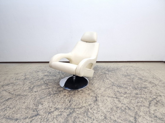 Image 1 of Echt leren draaifauteuil Stoel in de kleur crème