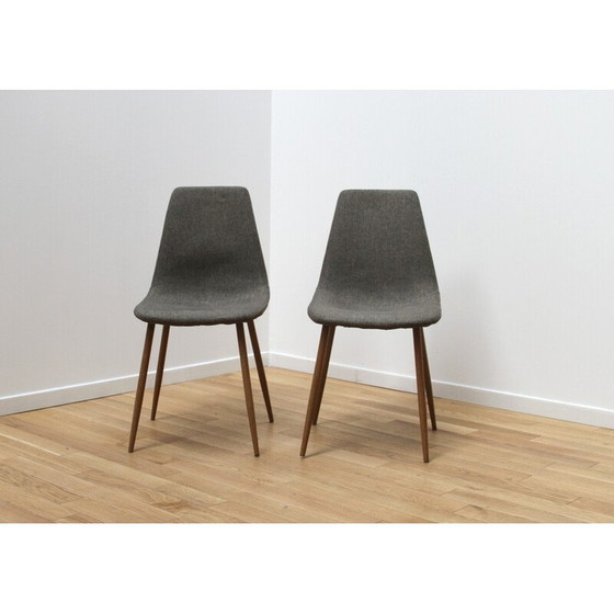 Image 1 of Set van 4 vintage stoffen stoelen met metalen poten