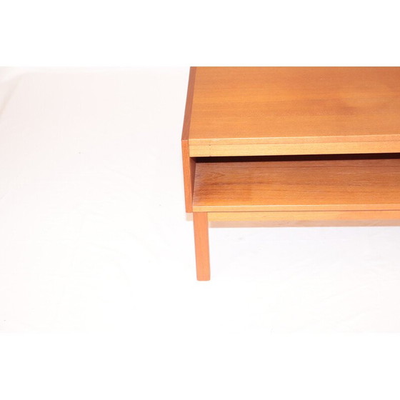 Image 1 of Scandinavische vintage teakhouten ladekast met beukenhouten poten, Zweden 1960