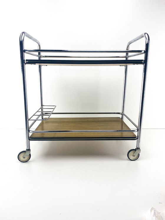 Image 1 of Vintage Chroom serveerwagen barcart drankkar trolley