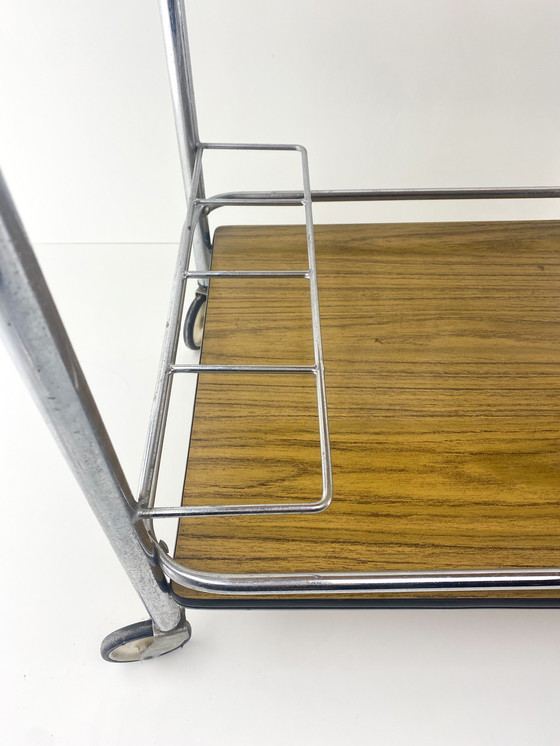 Image 1 of Vintage Chroom serveerwagen barcart drankkar trolley