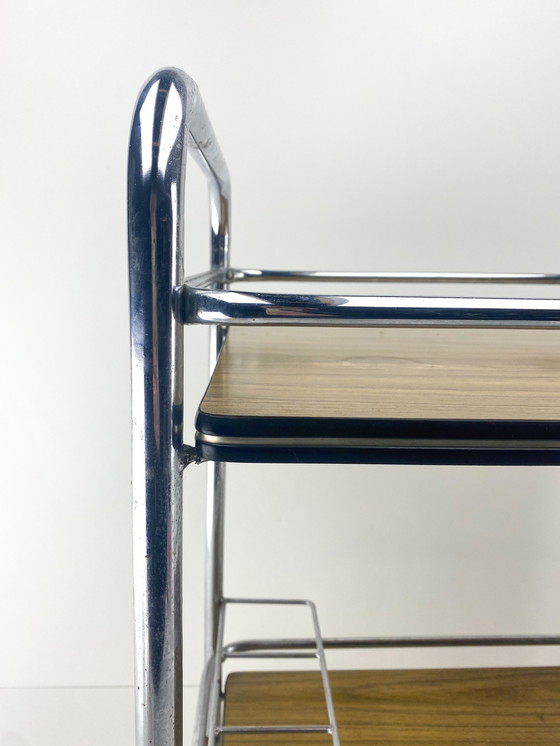 Image 1 of Vintage Chroom serveerwagen barcart drankkar trolley