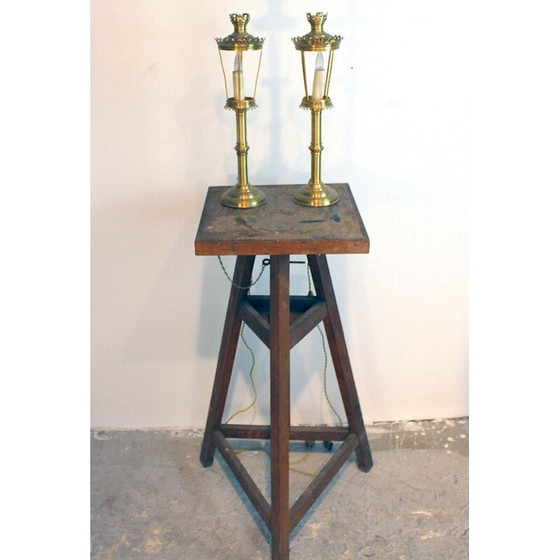 Image 1 of Paar kaarslampen in messing - jaren 1970