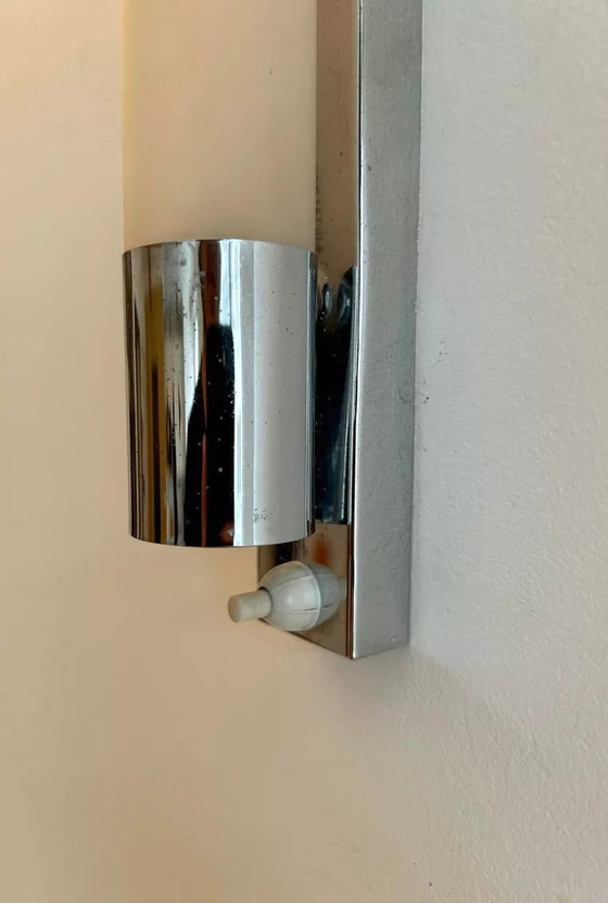 Image 1 of Modernistische wandlamp Vintage Verchroomd Metaal Frankrijk 1930