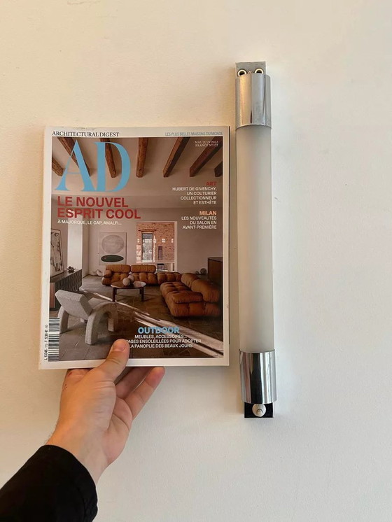 Image 1 of Modernistische wandlamp Vintage Verchroomd Metaal Frankrijk 1930