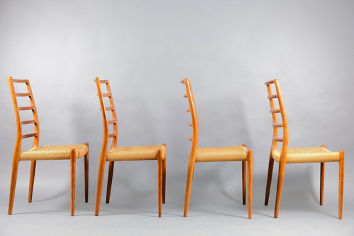 4x JL Møllers model 83 eetkamerstoelen door Niels Otto Møller