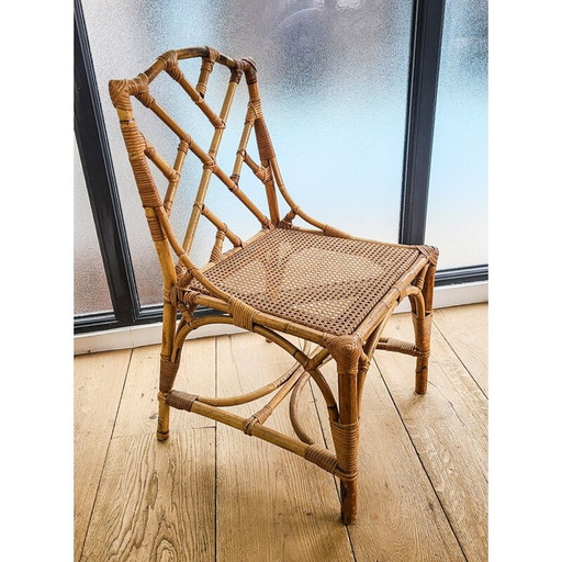 Vintage rotan eetset, 1960-1970