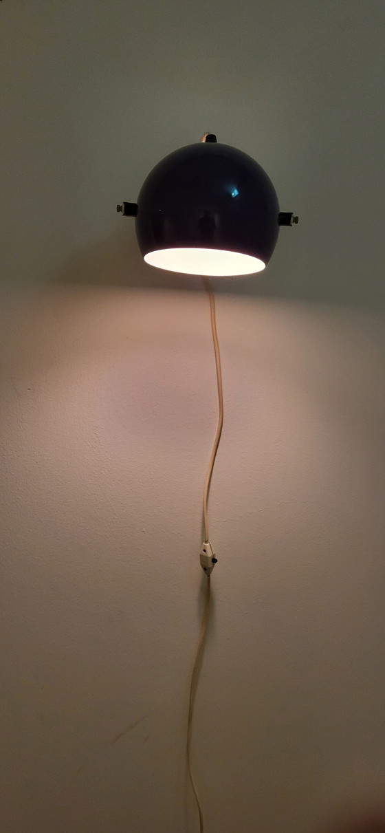 Image 1 of Vintage Paarse Verstelbare Bollamp Voor De Wand
