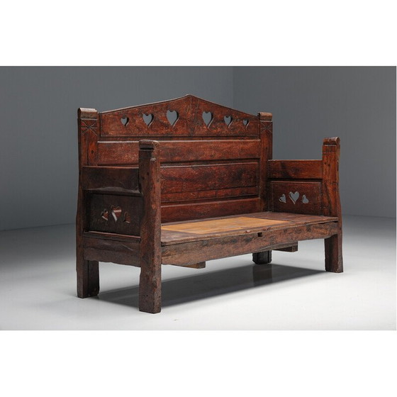 Image 1 of Vintage gebeeldhouwde bank met opbergruimte