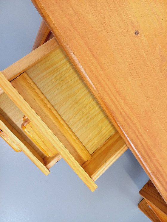 Image 1 of Vintage 60's 70's Pine Sleigh Leg Executive Desk