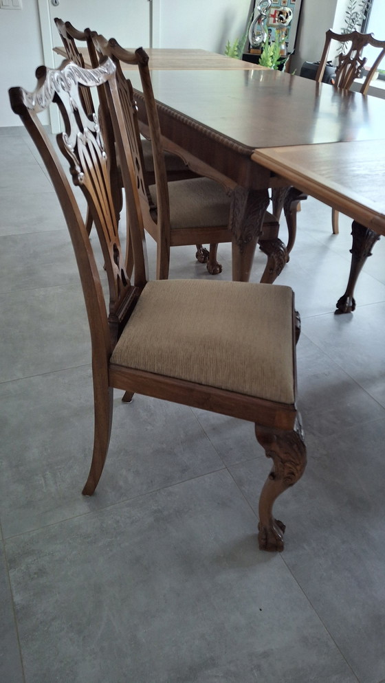 Image 1 of Vintage tafel met 6 stoelen