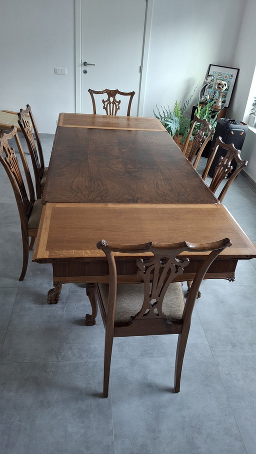 Vintage tafel met 6 stoelen