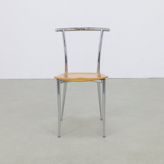 Image 1 of 4X Postmoderne Eetkamerstoel Chrome & Plywood Segis, 1990S