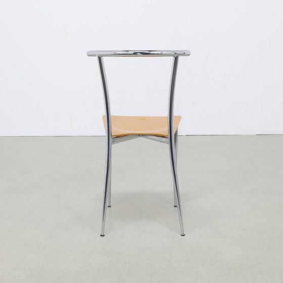 Image 1 of 4X Postmoderne Eetkamerstoel Chrome & Plywood Segis, 1990S