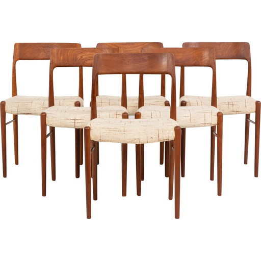 Set van 6 Deense vintage eetkamerstoelen