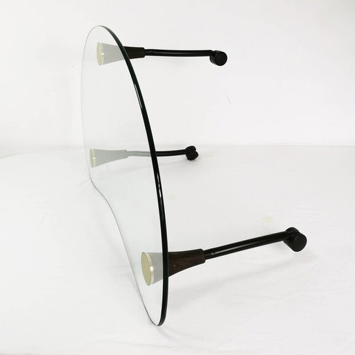 Vintage niervormige salontafel van hout en metaal, Duitsland 1980