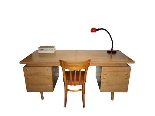 Vintage Eikenhouten Directie Bureau 