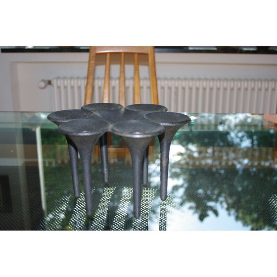 Image 1 of Vintage zwarte gietijzeren kandelaar van J H Quistgaard voor Dansk International Design, 1960
