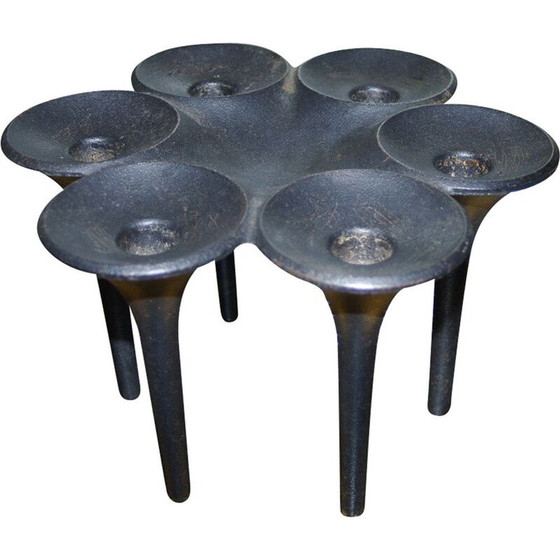 Image 1 of Vintage zwarte gietijzeren kandelaar van J H Quistgaard voor Dansk International Design, 1960