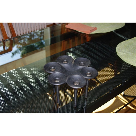 Image 1 of Vintage zwarte gietijzeren kandelaar van J H Quistgaard voor Dansk International Design, 1960