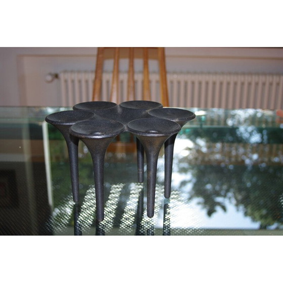 Image 1 of Vintage zwarte gietijzeren kandelaar van J H Quistgaard voor Dansk International Design, 1960