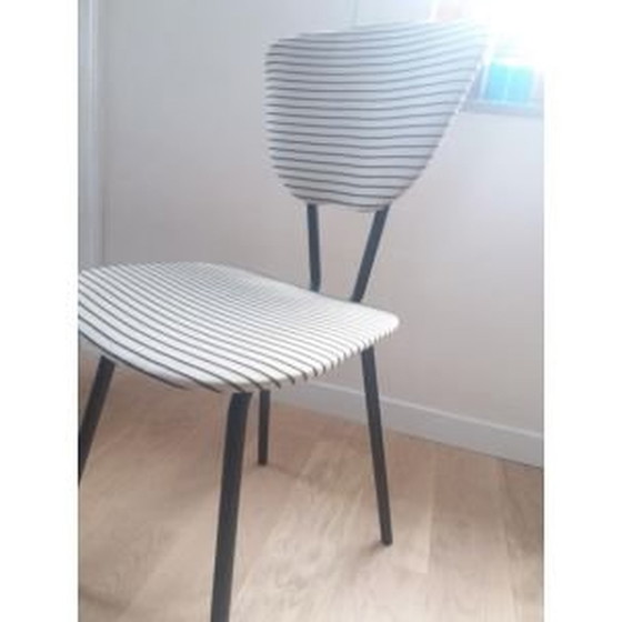 Image 1 of Vintage metalen stoel met gestreepte patronen, jaren 1950