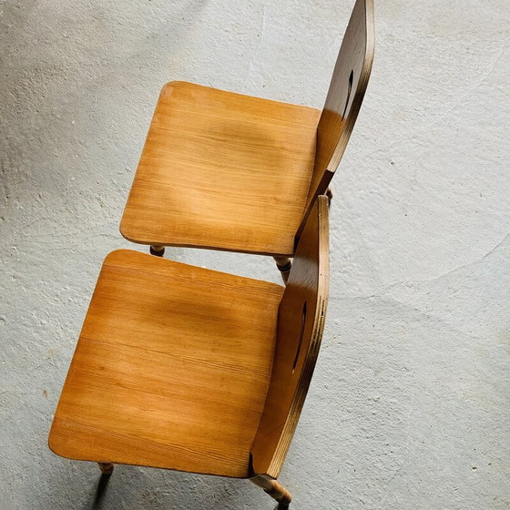 Image 1 of Paar vintage stoelen in blond hout, 1960