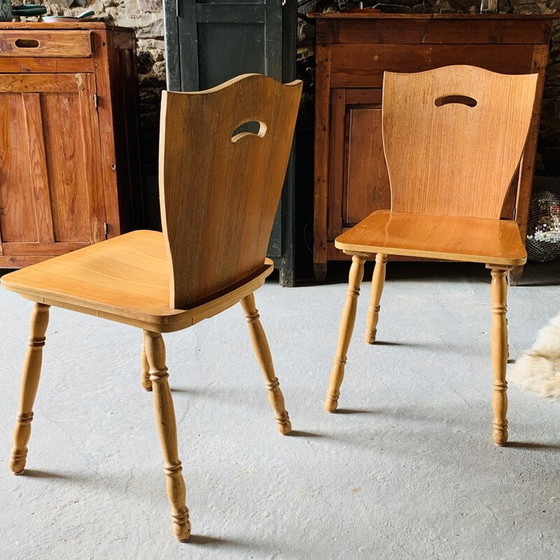 Image 1 of Paar vintage stoelen in blond hout, 1960