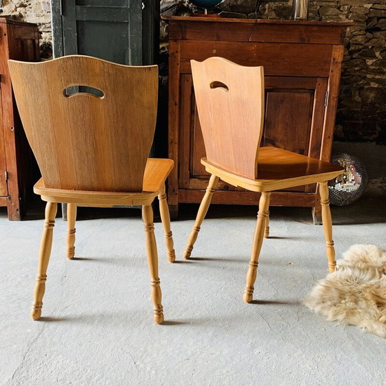 Image 1 of Paar vintage stoelen in blond hout, 1960