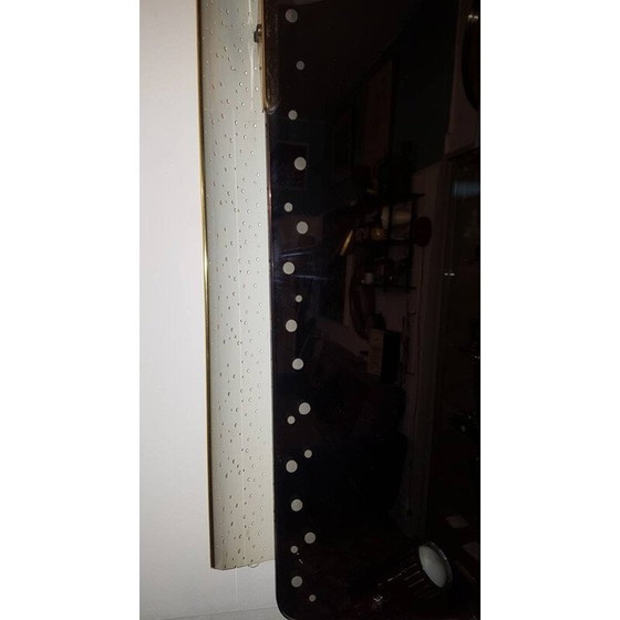 Image 1 of Vintage verlichte spiegel van geperforeerd plaatstaal en messing, 1950