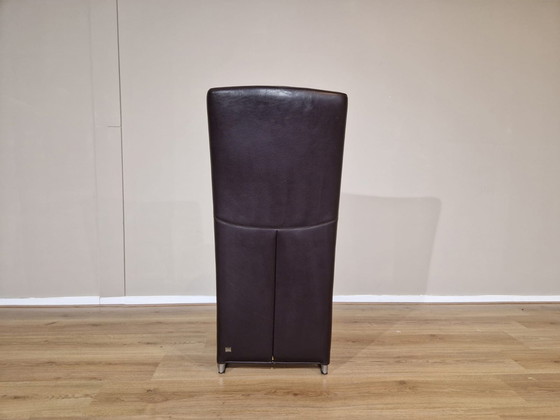 Image 1 of 4x Rolf Benz 7400 Eetkamerstoelen Bruin Leder Design