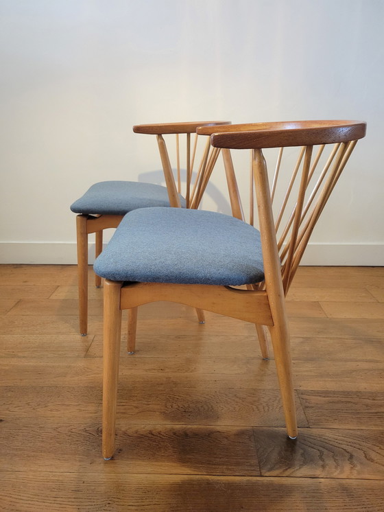 Image 1 of 2X Deense Eetkamerstoelen Van Helge Sibast, No.6