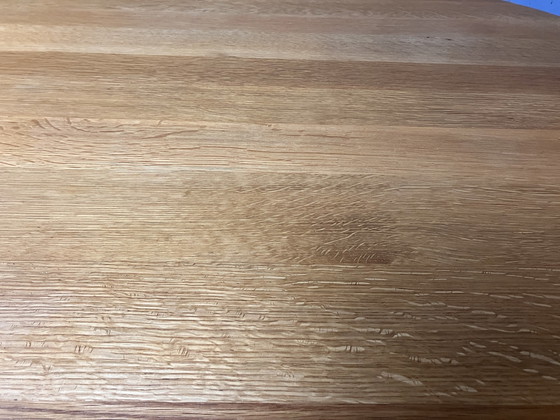 Image 1 of Vintage Eettafel Ovaal Chroom Massief Eiken