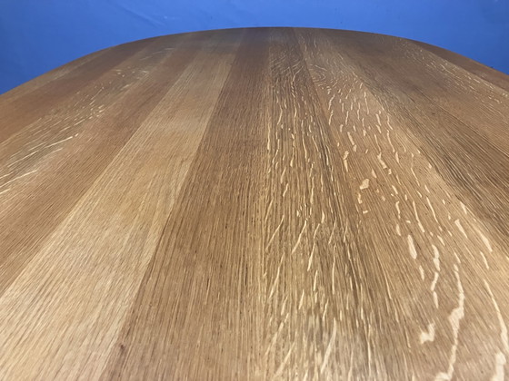 Image 1 of Vintage Eettafel Ovaal Chroom Massief Eiken