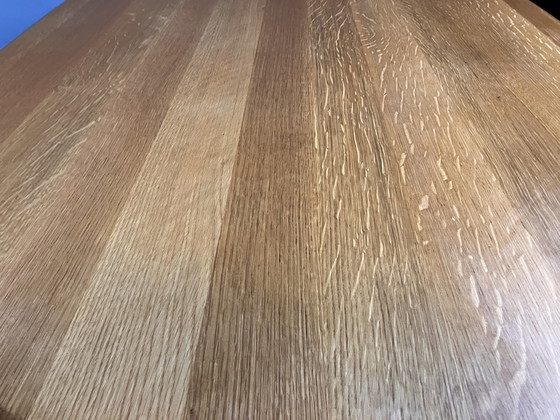 Image 1 of Vintage Eettafel Ovaal Chroom Massief Eiken