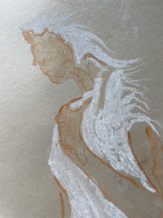 Image 1 of Pastel Portret Vrouw "De witte jurk