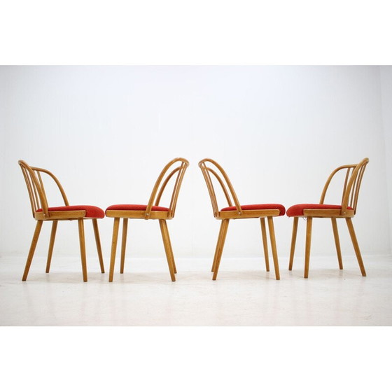 Image 1 of Set van 4 vintage stoelen in oranje stof en hout van Šuman, 1960