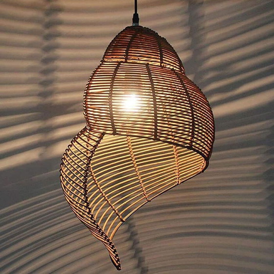 Image 1 of Plafondlamp Shell Bamboe Rotan