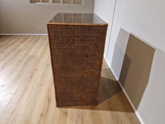 Image 1 of Vintage Rattan Chest Of Drawers - Ladekast - Bruin - Glas